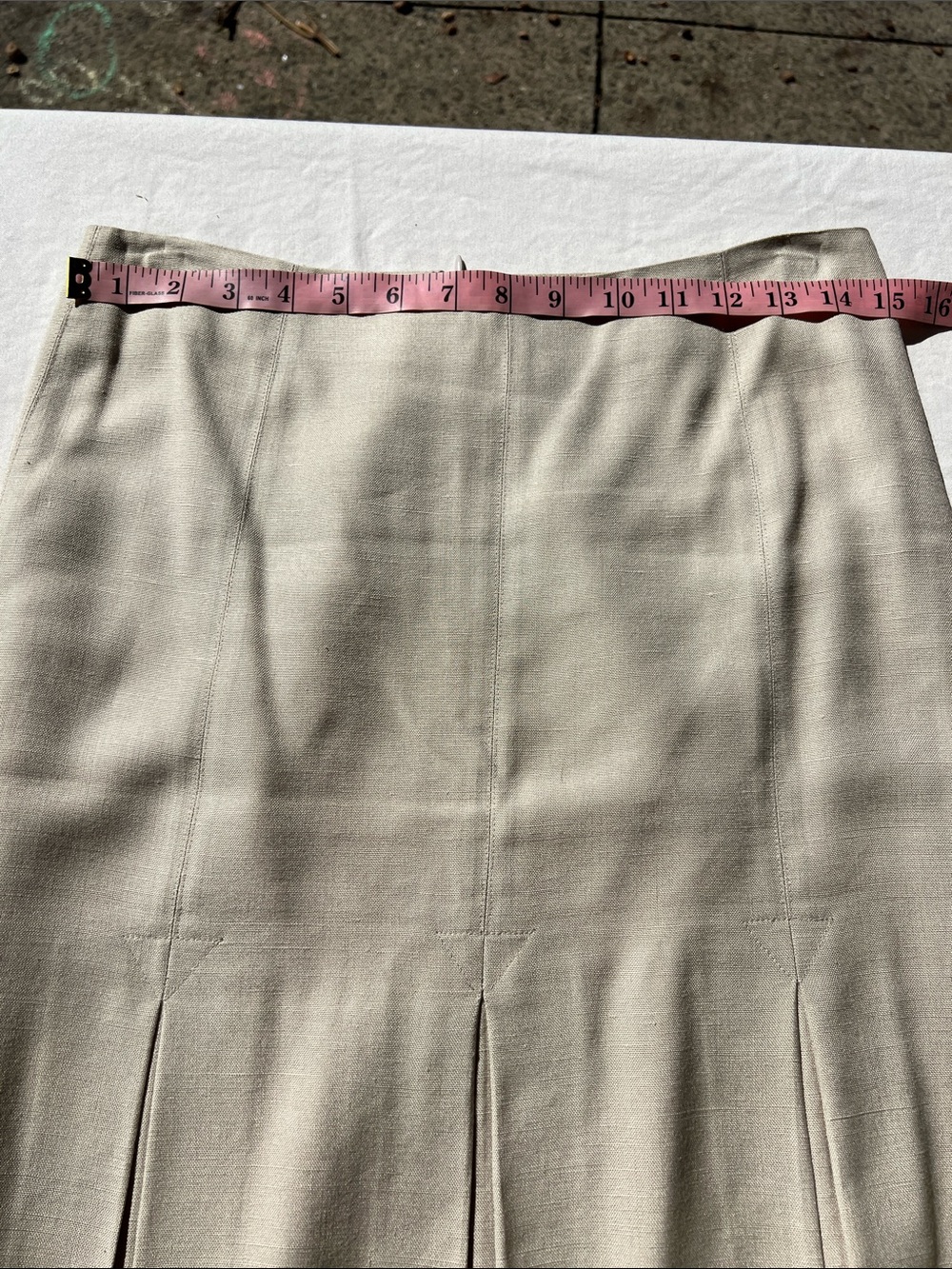 Vintage Searle Champagne Silk/Linen Look Pleated Skirt Minimalist - Picture 8 of 10